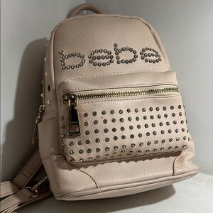 Bebe Cream Studded Backpack with Silver Accents